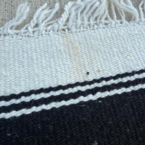 Vintage Mexican Aztec Warrior Woven Wool Serape Rug Tapestry Blanket 82x44 - Picture 7 of 11